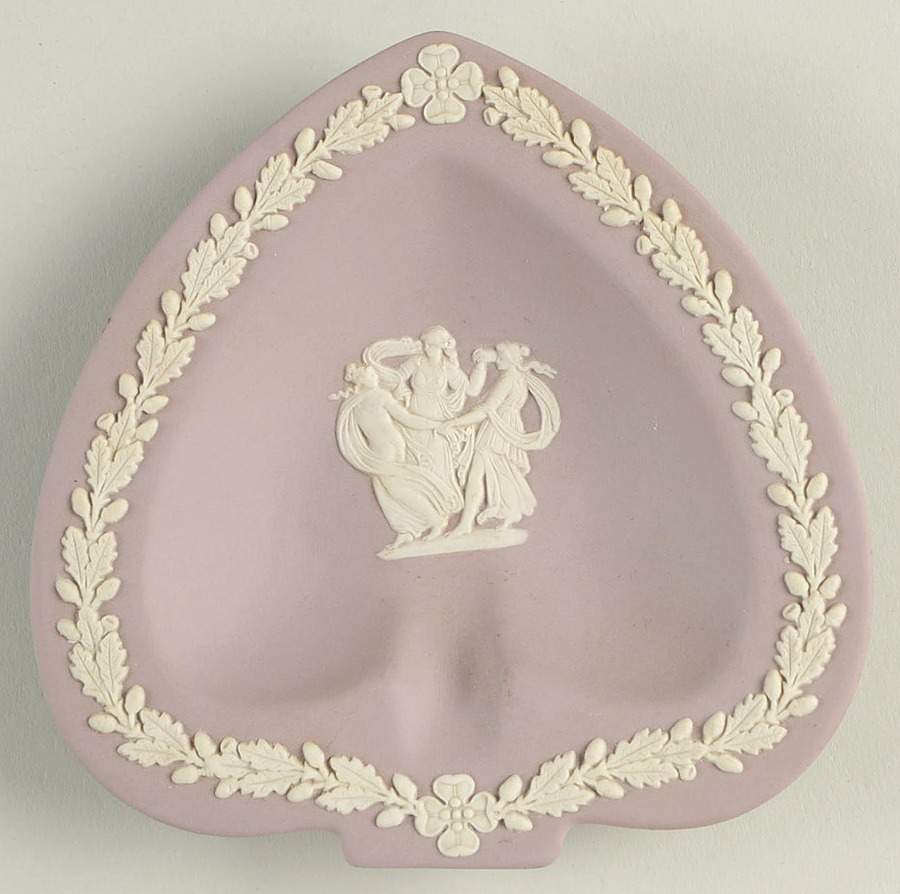 Cream Color on Lilac Jasperware Small Spade Shape Ashtray by Wedgwood-1