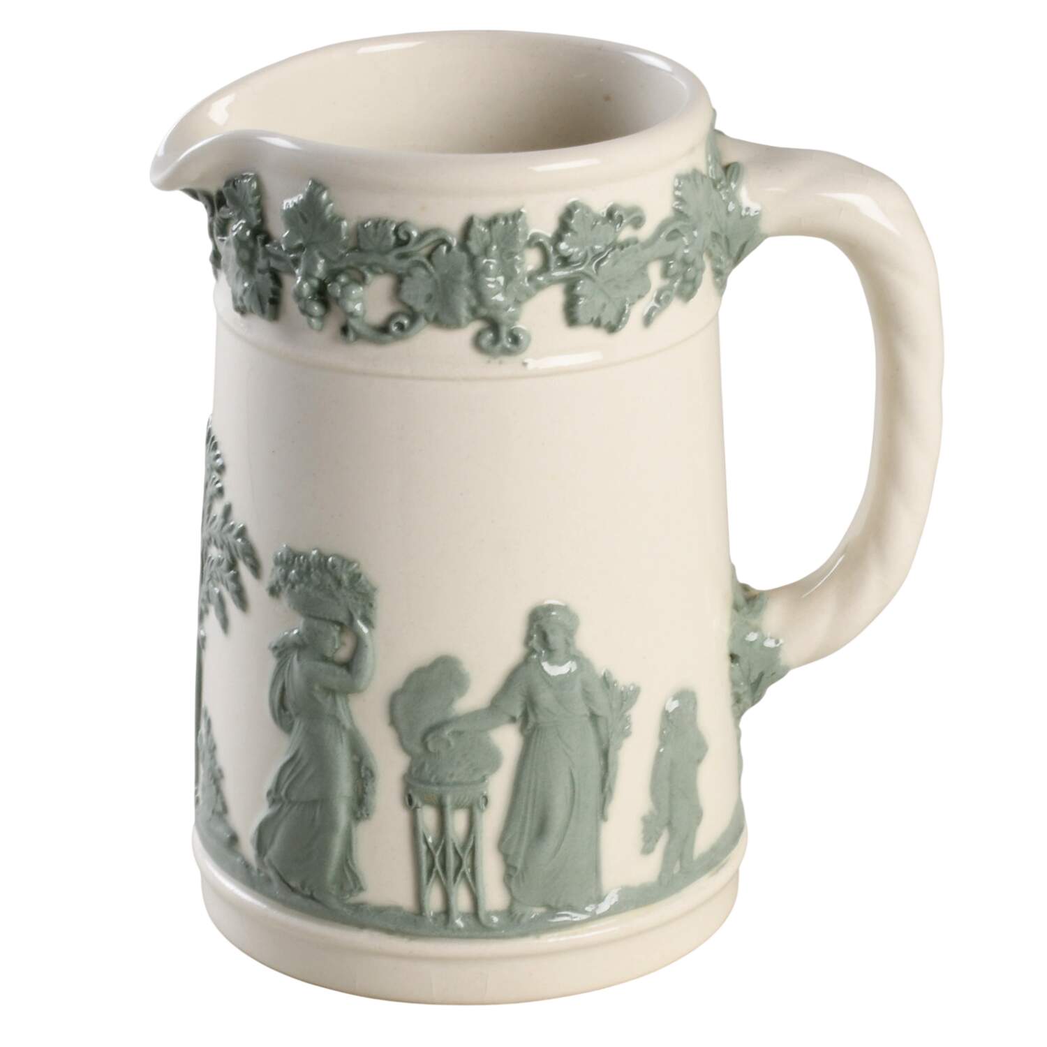 Celadon on Cream Color Jasperware 4 Oz Jug by Wedgwood-1