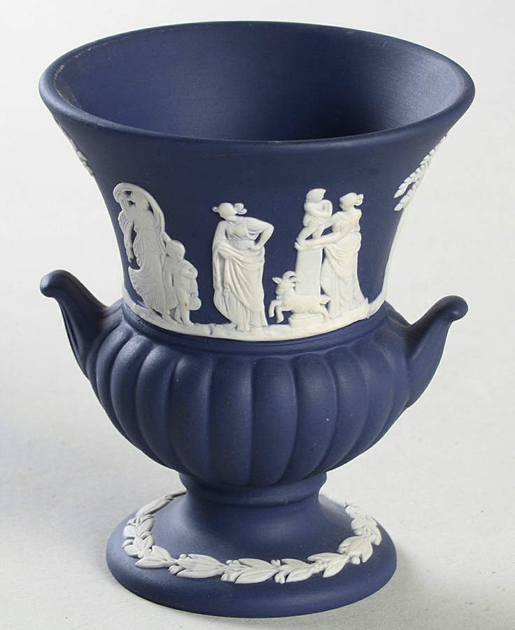 Cream Color on Portland Blue Jasperware Mini Bud Vase by Wedgwood-1