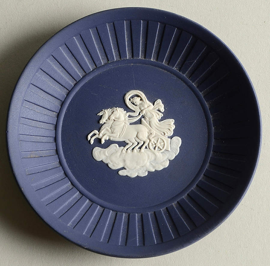 Cream Color on Portland Blue Jasperware Fluted Tray by Wedgwood-1