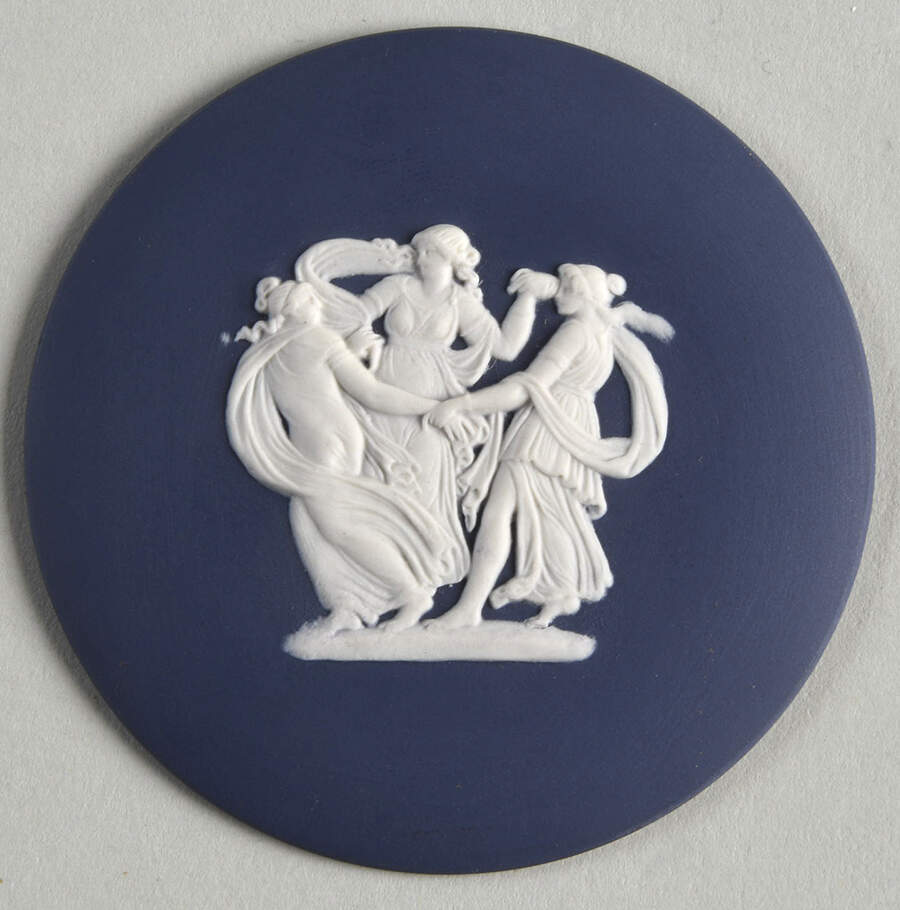Cream Color on Portland Blue Jasperware Plaque by Wedgwood-1