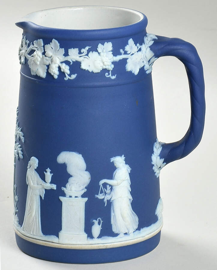 Cream Color on Portland Blue Jasperware Dutch Sacrifice Jug by Wedgwood-1