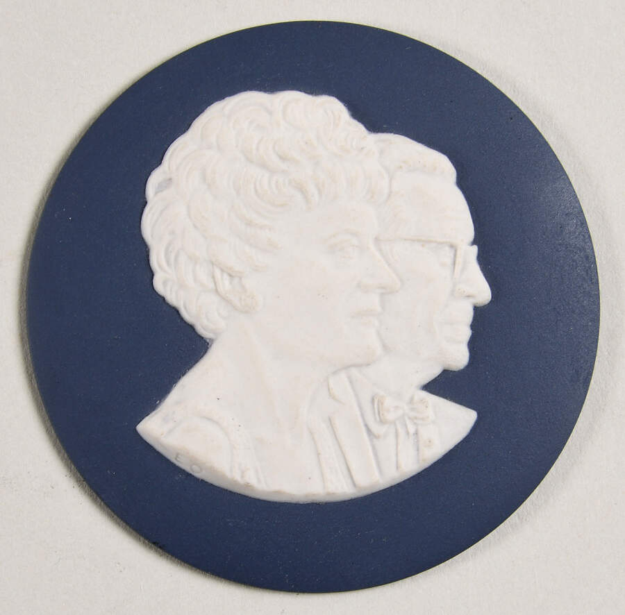 Cream Color on Portland Blue Jasperware Plaque by Wedgwood-1