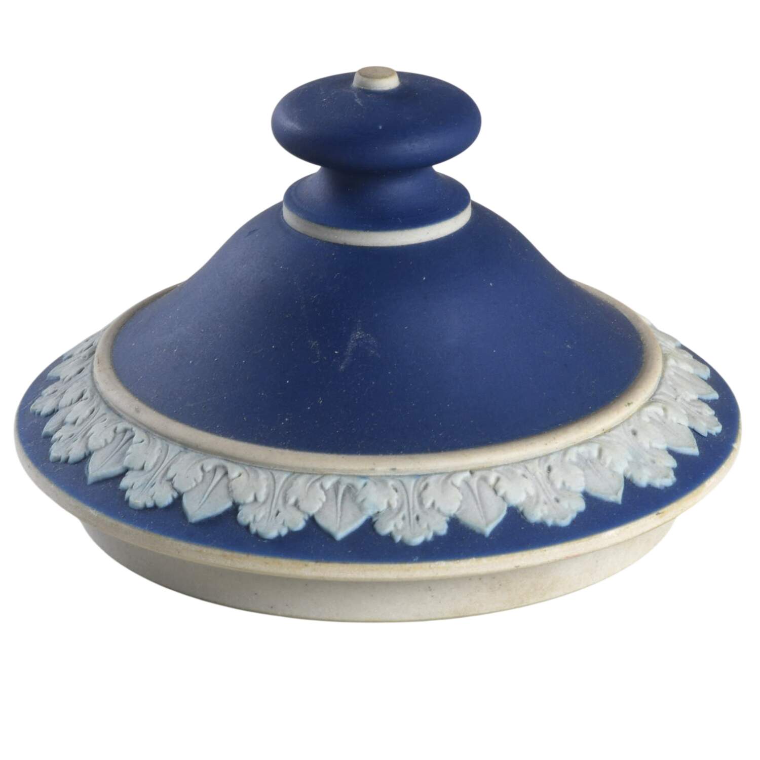 Cream Color on Portland Blue Jasperware Lid for Sugar Bowl by Wedgwood-1