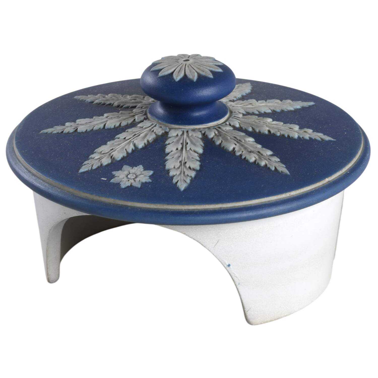 Cream Color on Portland Blue Jasperware Lid for Chocolate Pot by Wedgwood-1