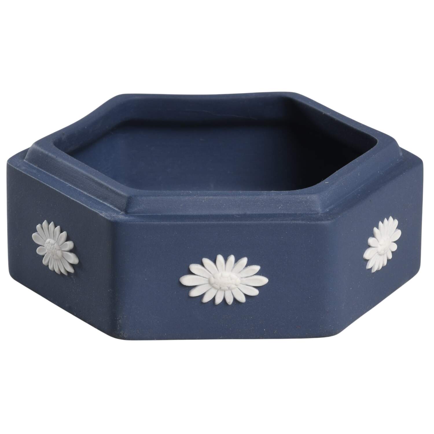 Cream Color on Portland Blue Jasperware Hexagonal Box No Lid by Wedgwood-1