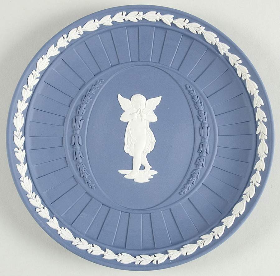 Cream Color on Portland Blue Jasperware Pallas Plate by Wedgwood-1