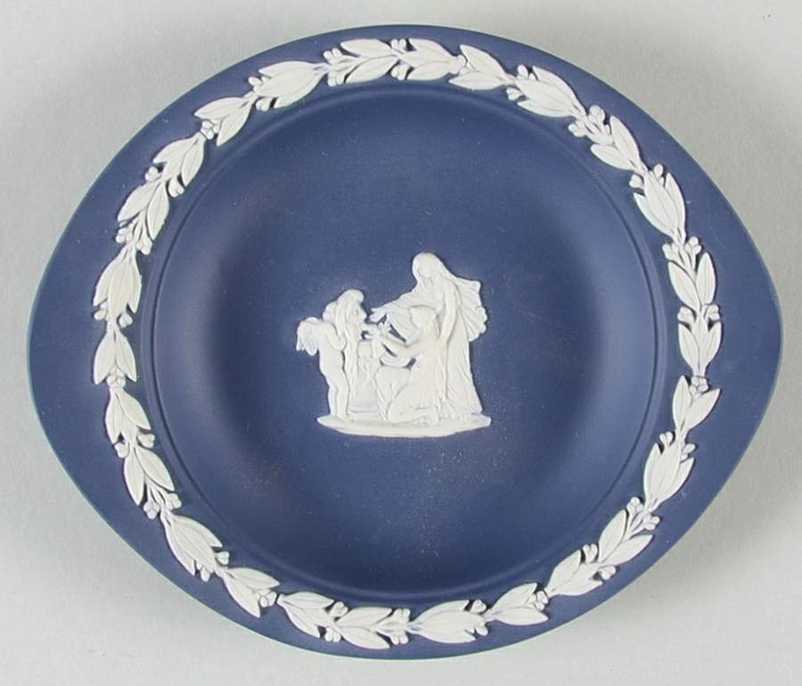 Cream Color on Portland Blue Jasperware Barlaston Tray by Wedgwood-1
