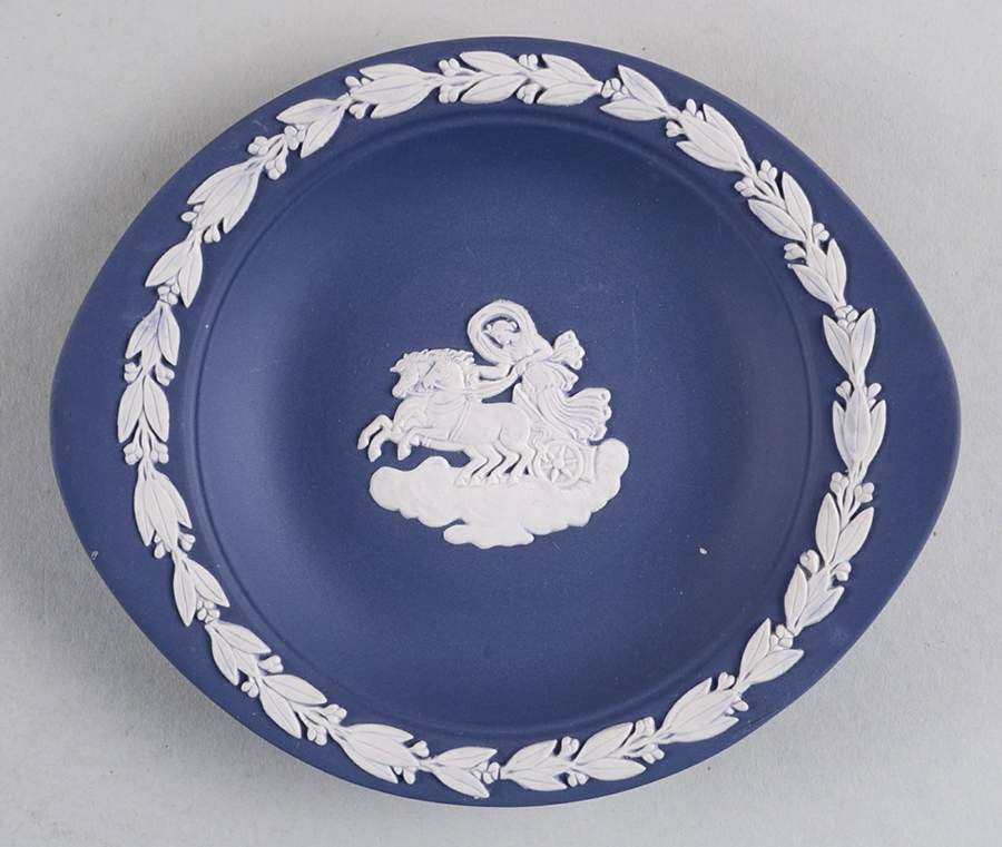 Cream Color on Portland Blue Jasperware Barlaston Tray by Wedgwood-1