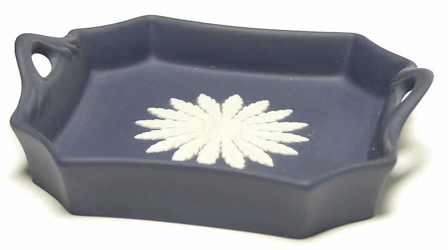 Cream Color on Portland Blue Jasperware Athens Tray by Wedgwood-1