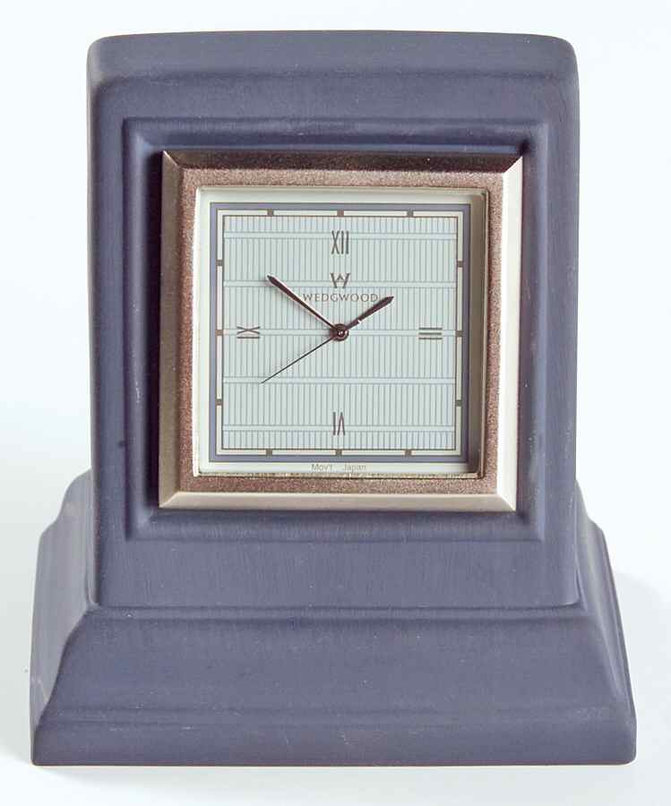 Cream Color on Portland Blue Jasperware Quartz Clock by Wedgwood-1