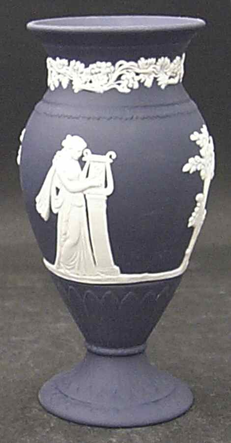 Cream Color on Portland Blue Jasperware Terpsichore Vase by Wedgwood-1