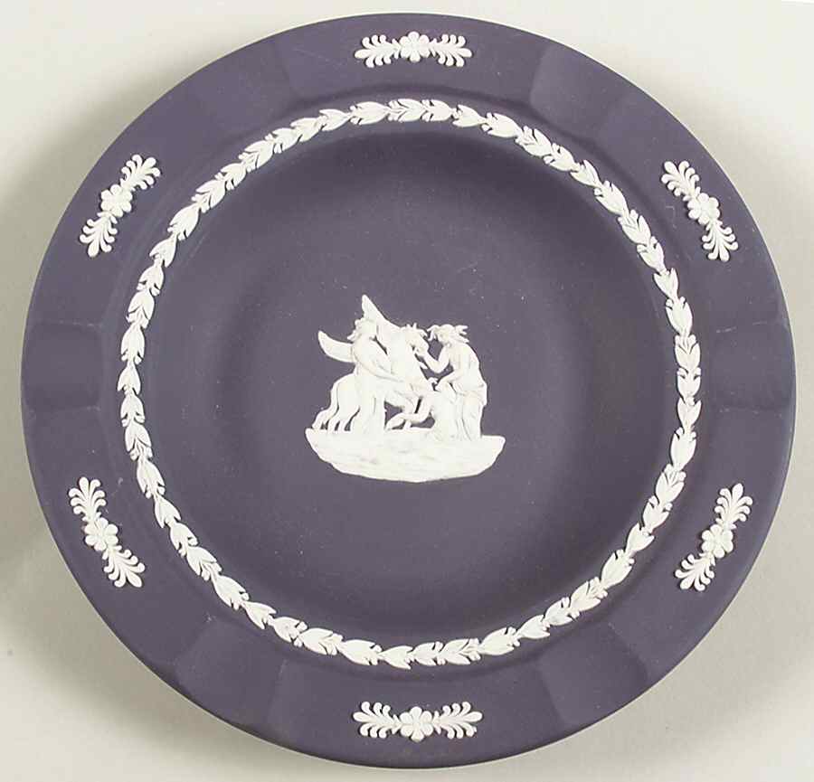 Cream Color on Portland Blue Jasperware Executive Ashtray by Wedgwood-1