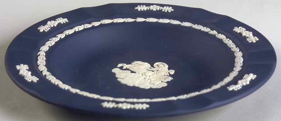 Cream Color on Portland Blue Jasperware Executive Ashtray by Wedgwood-1