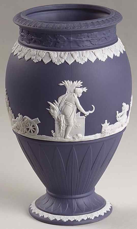 Cream Color on Portland Blue Jasperware Bountiful Vase by Wedgwood-1