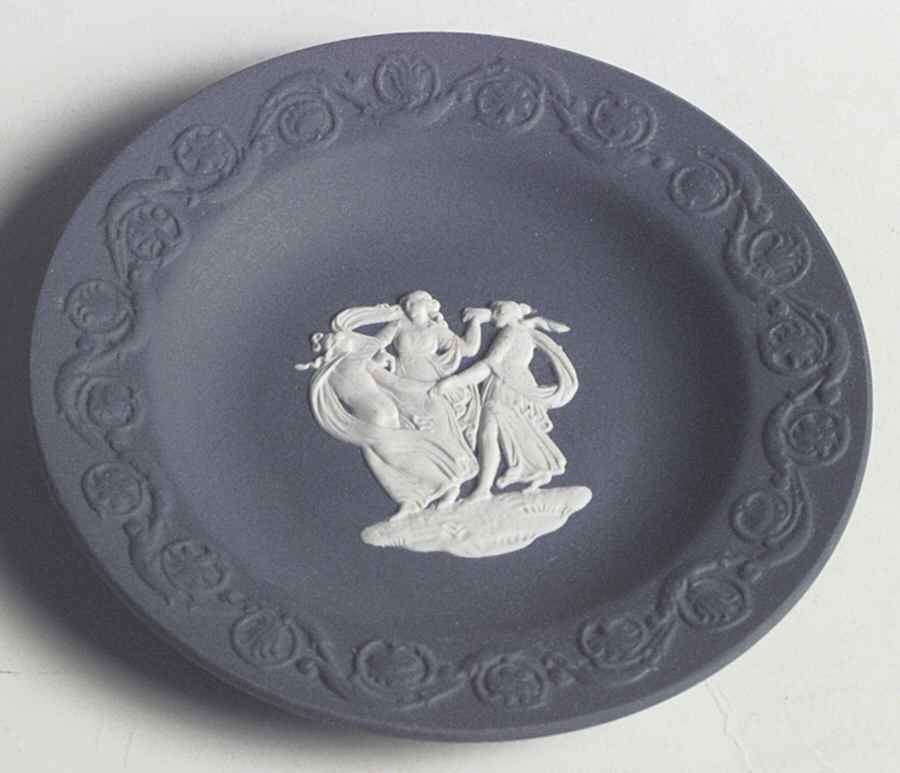 Cream Color on Portland Blue Jasperware Patrician Tray by Wedgwood-1