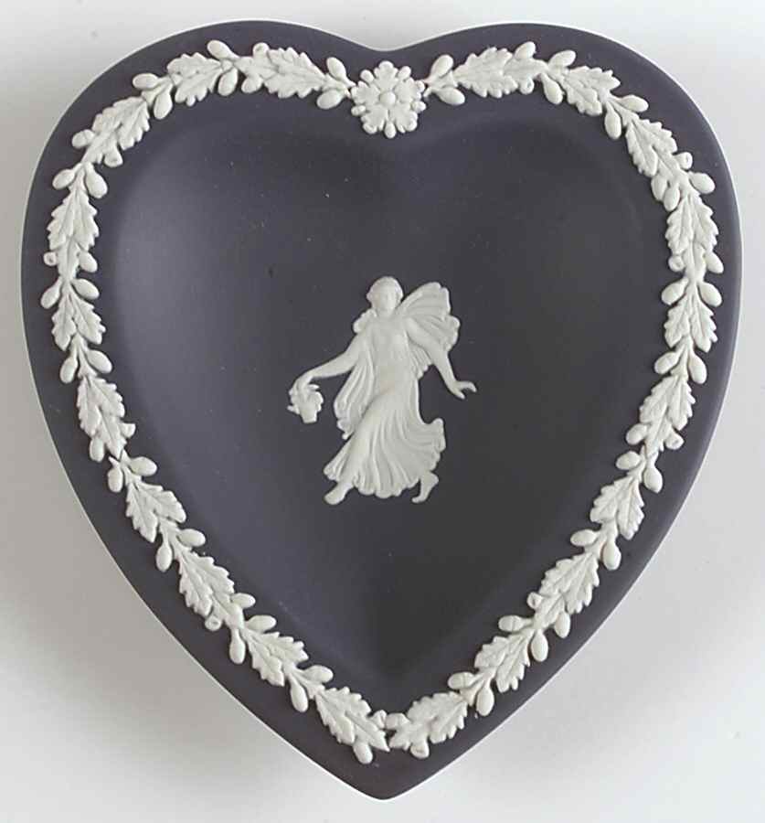 Cream Color on Portland Blue Jasperware Heart Shaped Tray by Wedgwood-1