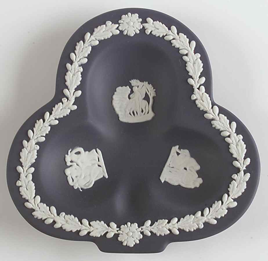 Cream Color on Portland Blue Jasperware Small Club Shape Ashtray by Wedgwood-1