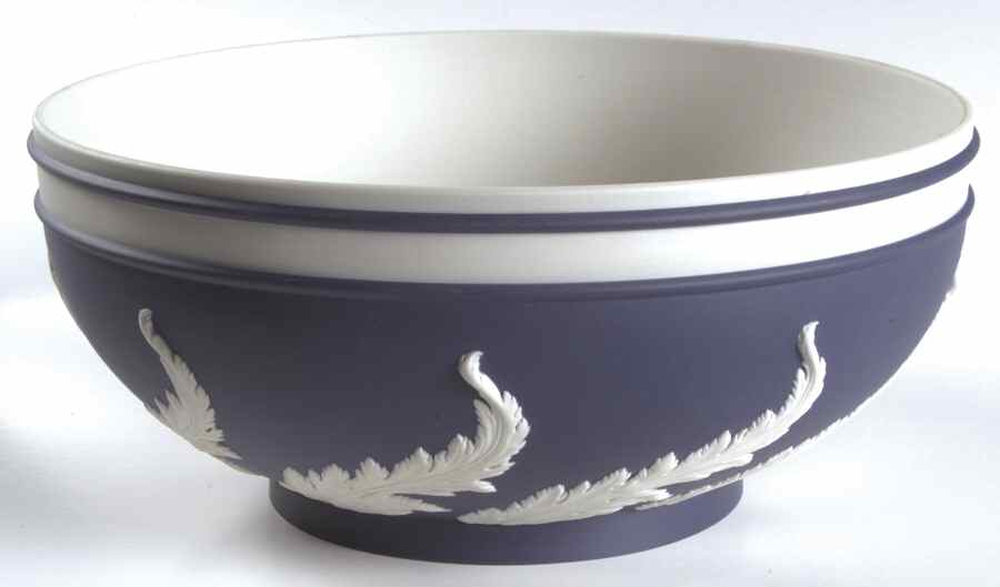 Cream Color on Portland Blue Jasperware Acanthus Bowl by Wedgwood-1