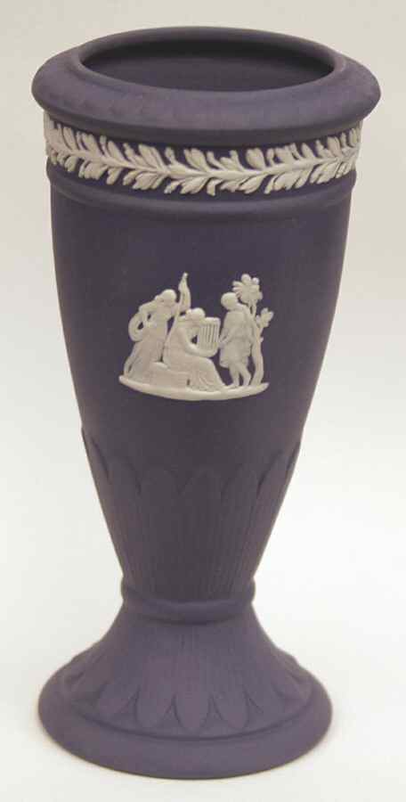 Cream Color on Portland Blue Jasperware Sacrifice Posey Pot by Wedgwood-1
