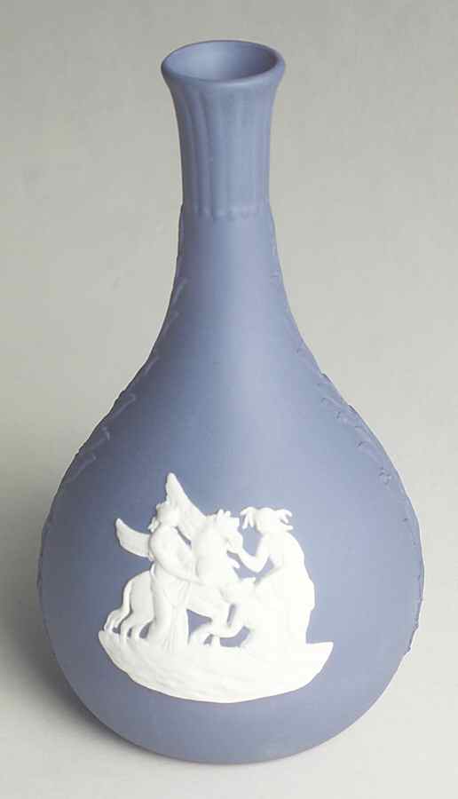 Cream Color on Portland Blue Jasperware Seasons Bud Vase by Wedgwood-1