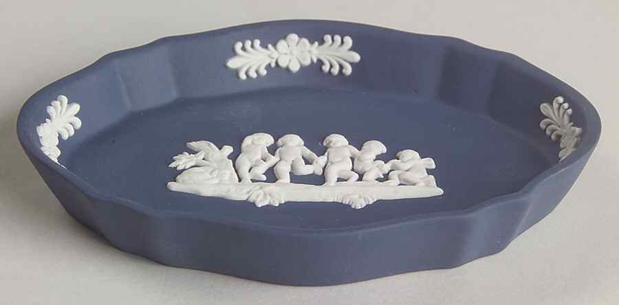 Cream Color on Portland Blue Jasperware Silver Tray by Wedgwood-1