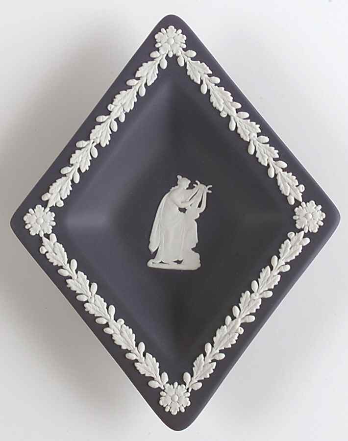 Cream Color on Portland Blue Jasperware Diamond Shape Tray by Wedgwood-1