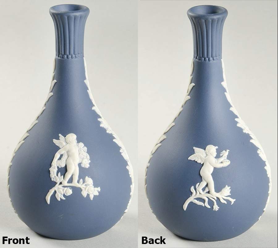 Cream Color on Portland Blue Jasperware Seasons Bud Vase by Wedgwood-1