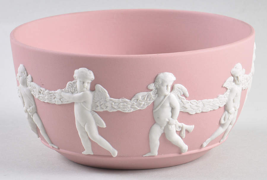Cream Color on Pink Jasperware Bute Bowl by Wedgwood-1