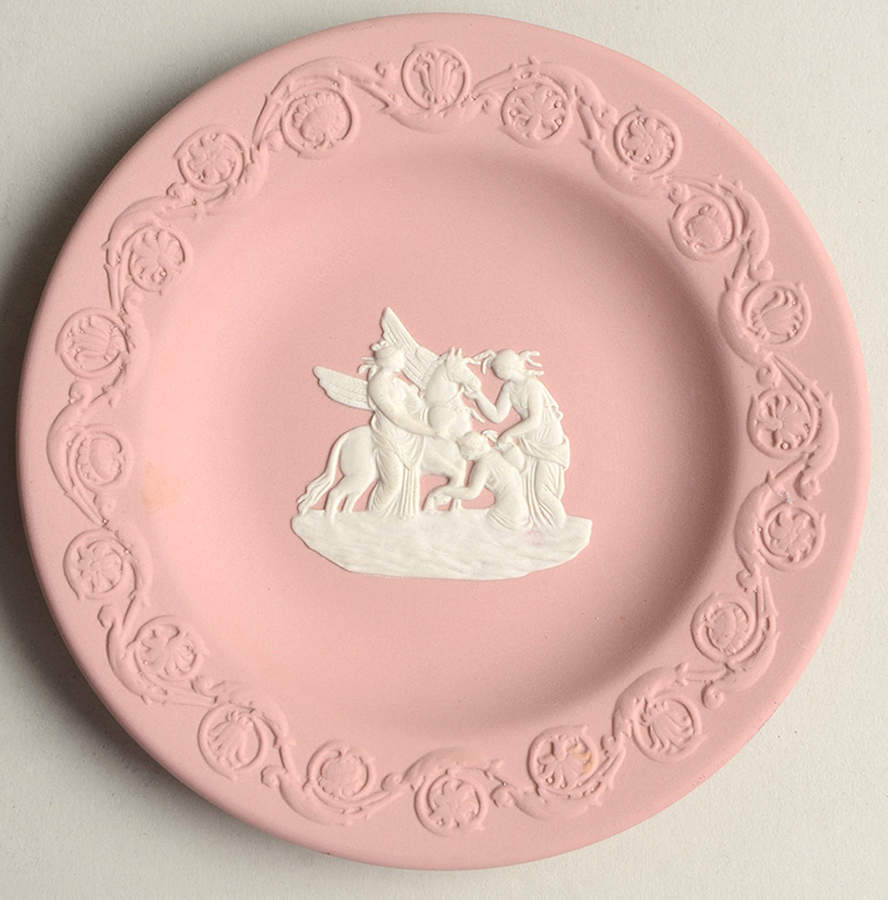 Cream Color on Pink Jasperware Patrician Tray by Wedgwood-1