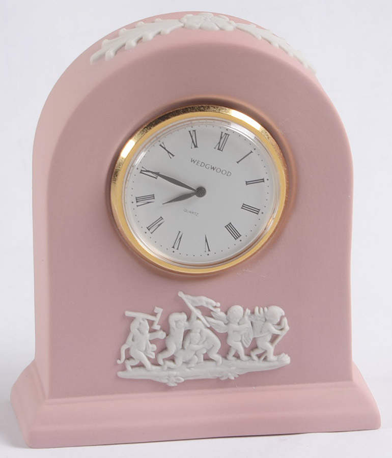Cream Color on Pink Jasperware Small Clock Dome by Wedgwood-1