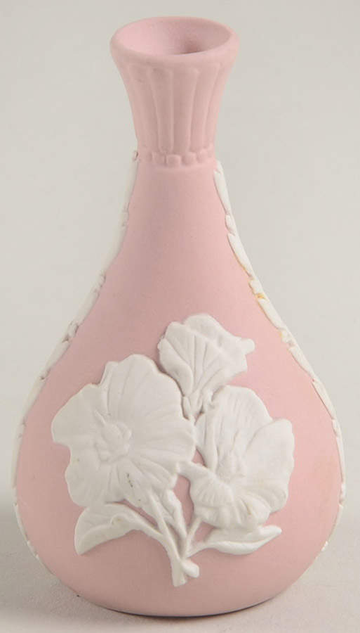 Cream Color on Pink Jasperware 3" Bud Vase by Wedgwood-1