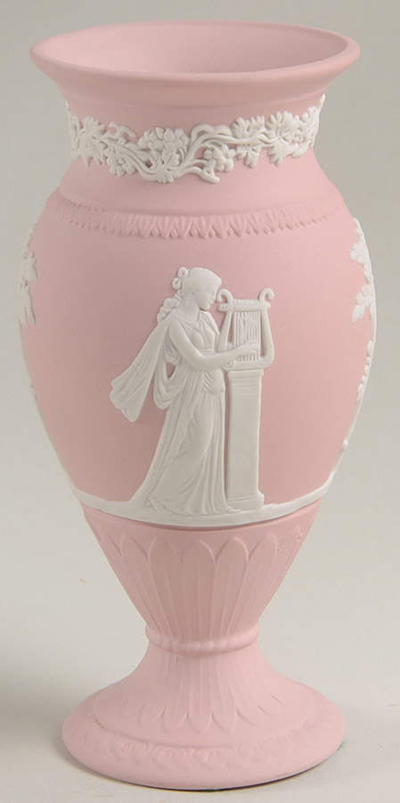 Cream Color on Pink Jasperware Terpsichore Vase by Wedgwood-1