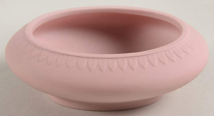 Cream Color on Pink Jasperware 3" Oval Box-No Lid by Wedgwood-1