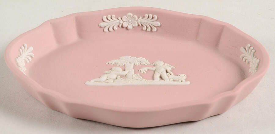 Cream Color on Pink Jasperware Silver Tray by Wedgwood-1