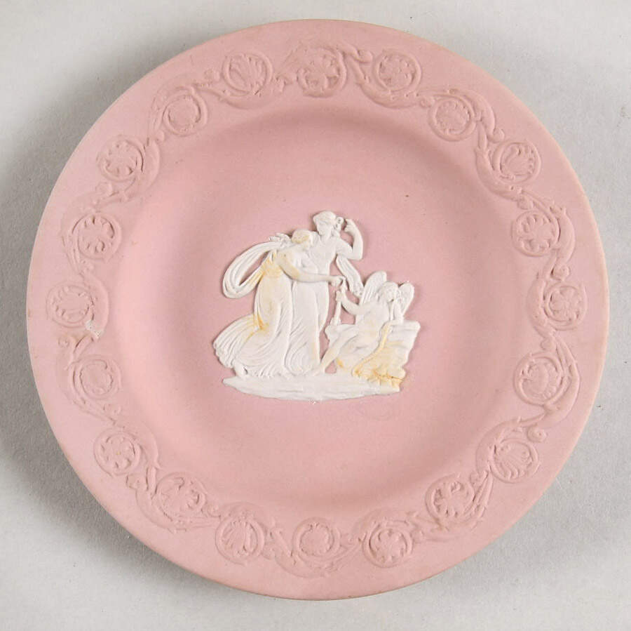 Cream Color on Pink Jasperware Patrician Tray by Wedgwood-1