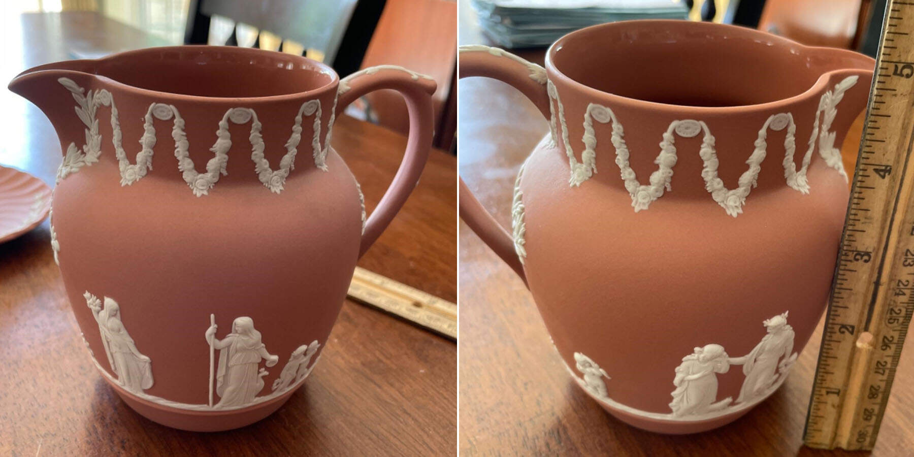 Cream Color on Pink Jasperware Dutch Sacrifice Jug by Wedgwood-1