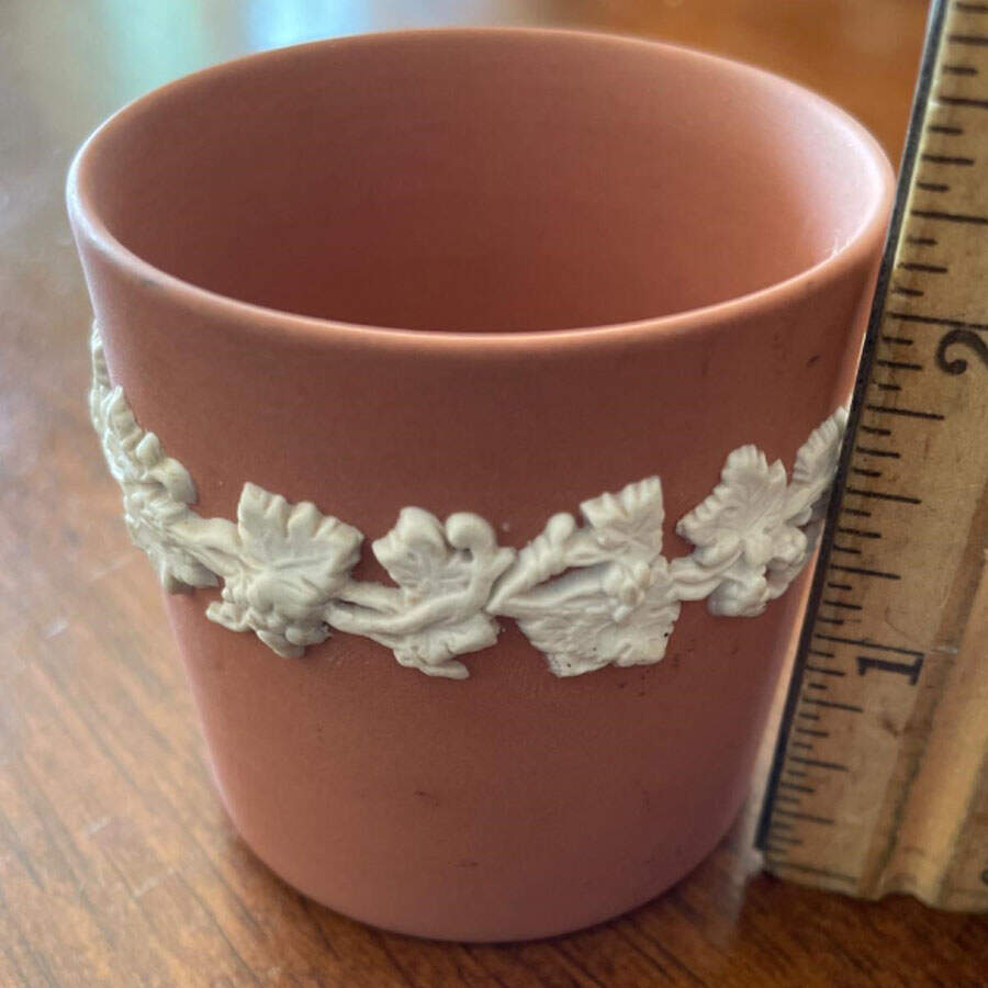 Cream Color on Pink Jasperware Cigarette Holder by Wedgwood-1