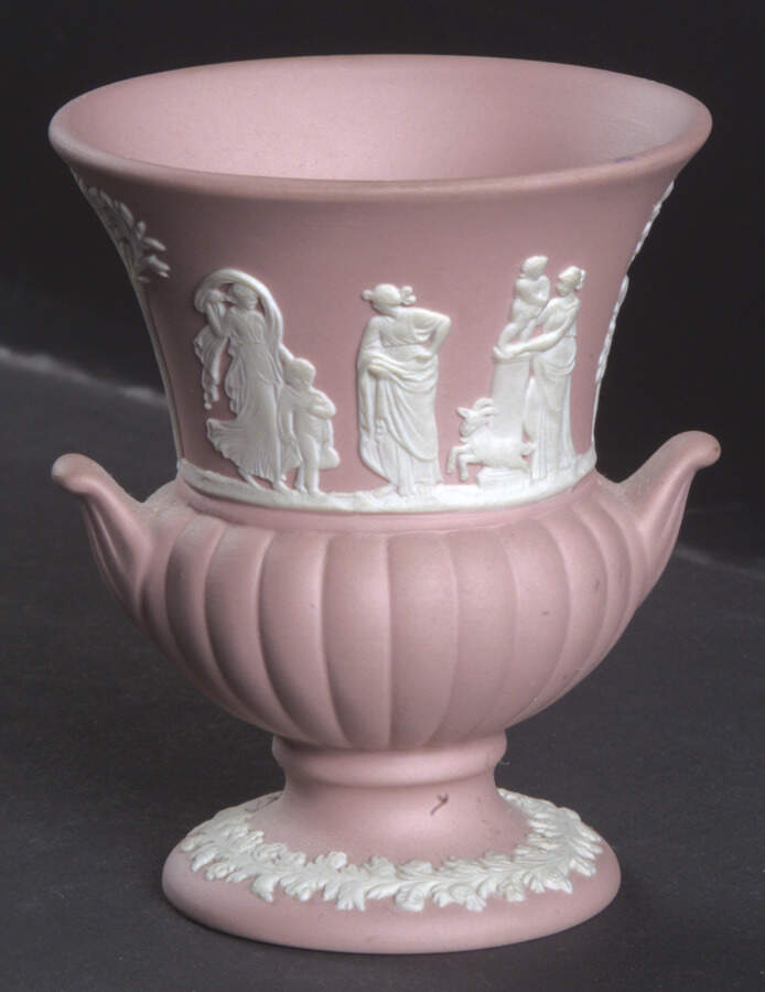 Cream Color on Pink Jasperware Mini Bud Vase by Wedgwood-1