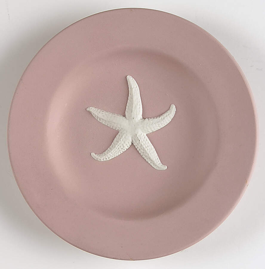 Cream Color on Pink Jasperware 4" Round Tray by Wedgwood-1