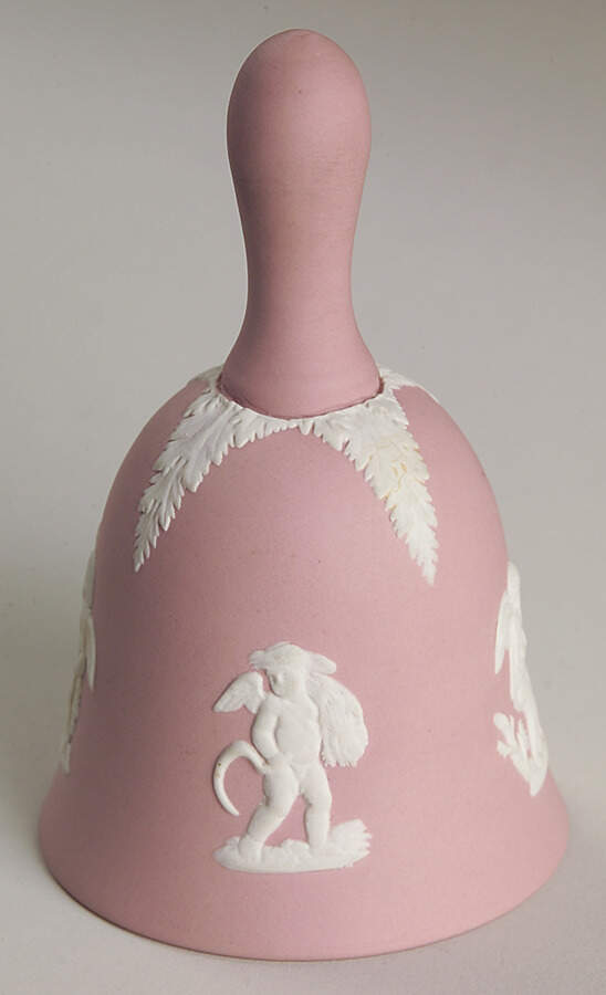 Cream Color on Pink Jasperware Bell by Wedgwood-1