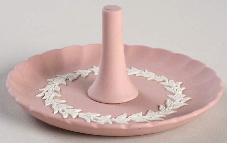 Cream Color on Pink Jasperware Ring Holder by Wedgwood-1