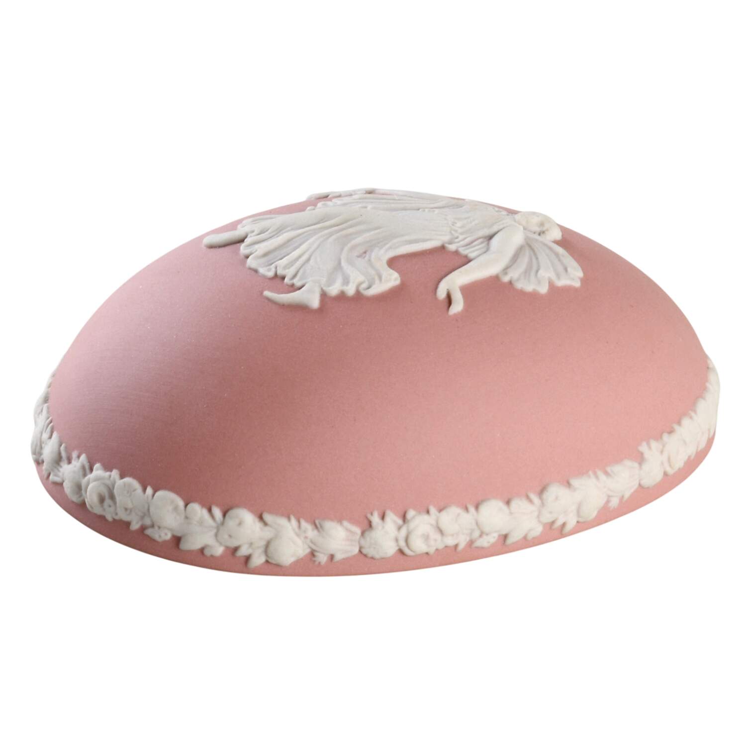 Cream Color on Pink Jasperware Lid for Large Egg Box by Wedgwood-1