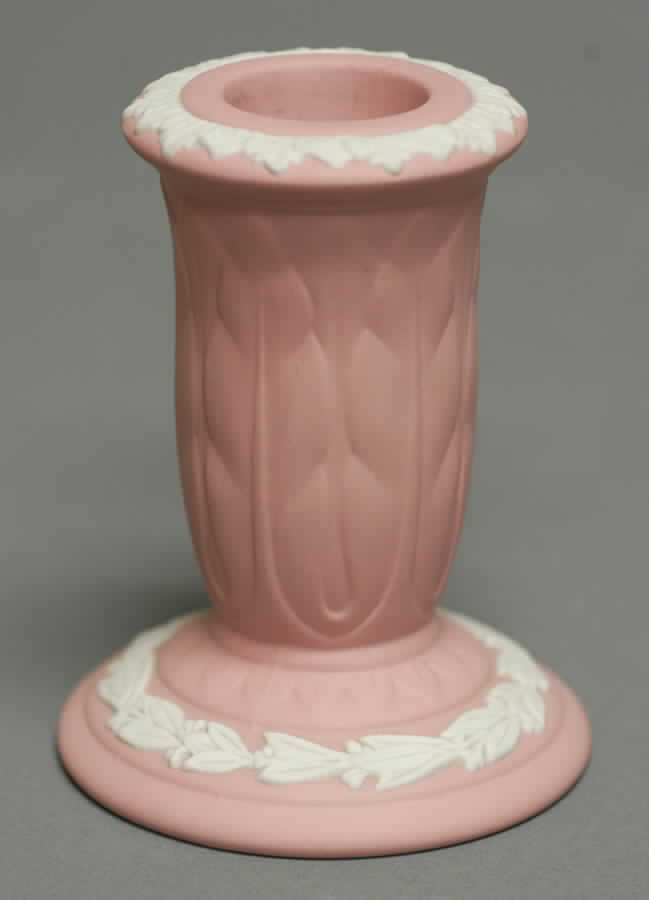 Cream Color on Pink Jasperware Small Single Candleholder by Wedgwood-1