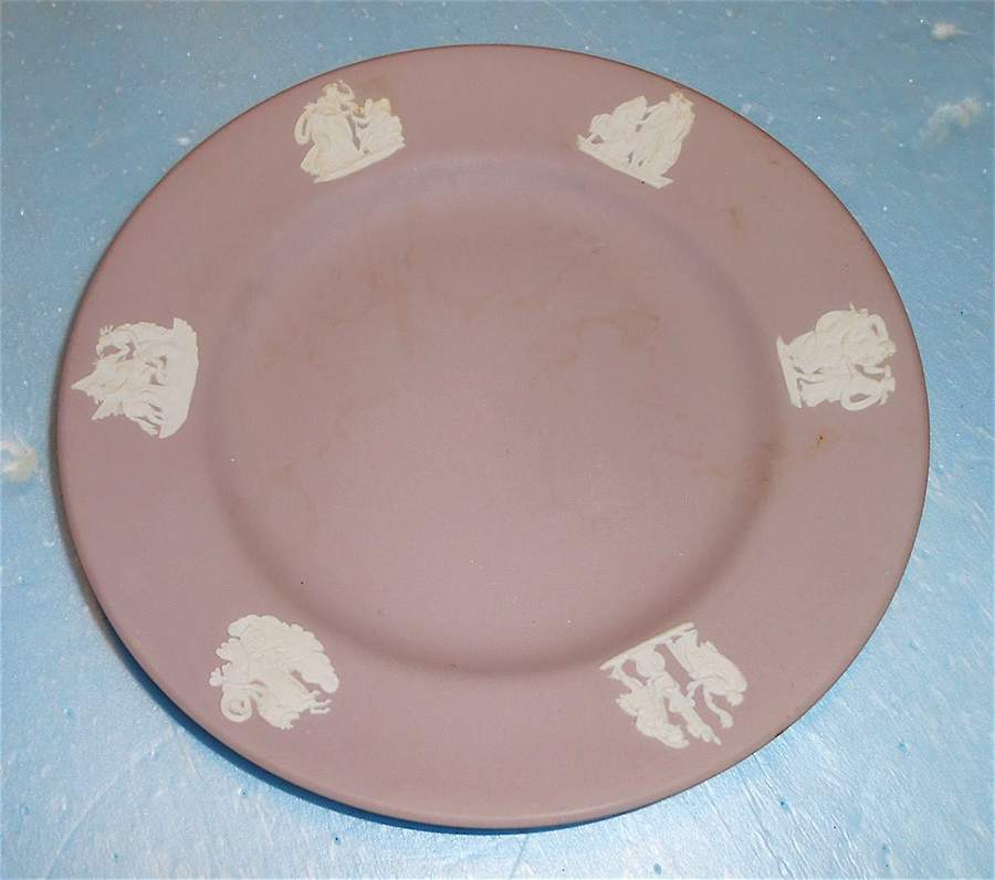 Cream Color on Pink Jasperware Bread & Butter Plate by Wedgwood-1