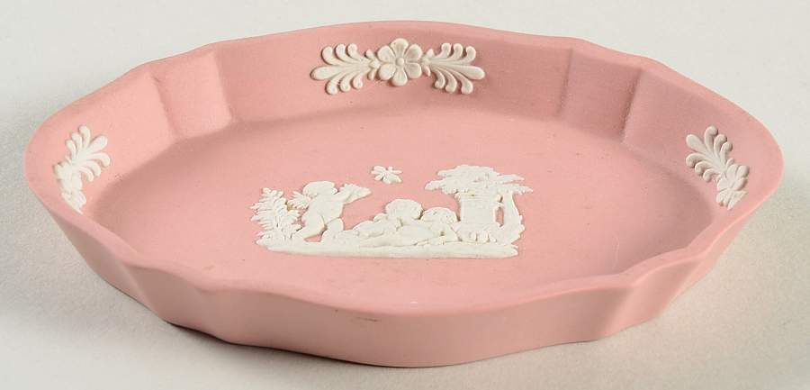 Cream Color on Pink Jasperware Silver Tray by Wedgwood-1