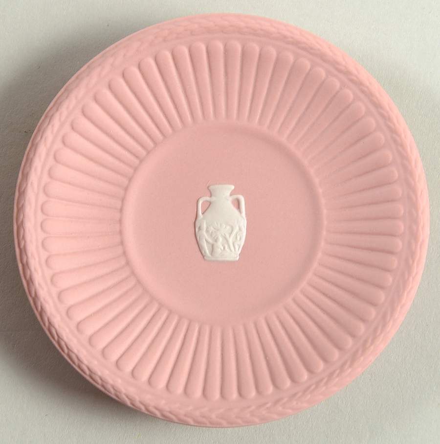 Cream Color on Pink Jasperware Butter Pat by Wedgwood-1