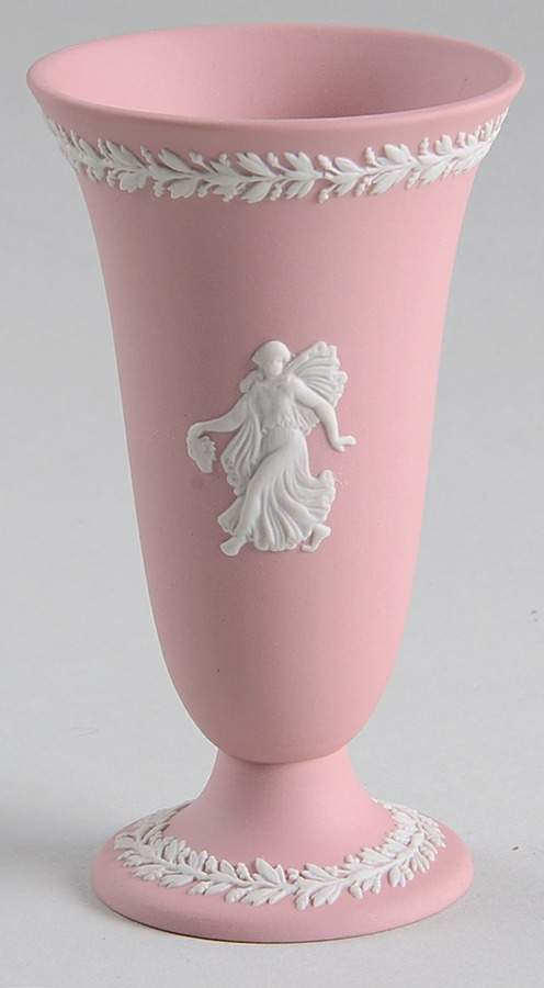 Cream Color on Pink Jasperware 4" Bud Vase by Wedgwood-1