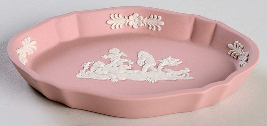 Cream Color on Pink Jasperware Silver Tray by Wedgwood-1