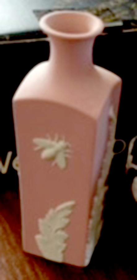 Cream Color on Pink Jasperware Square Bud Vase by Wedgwood-1